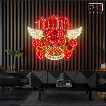 Enseigne au néon LED Tattoo Wings Artwork