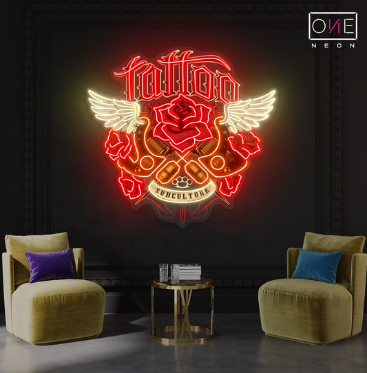 Enseigne au néon LED Tattoo Wings Artwork