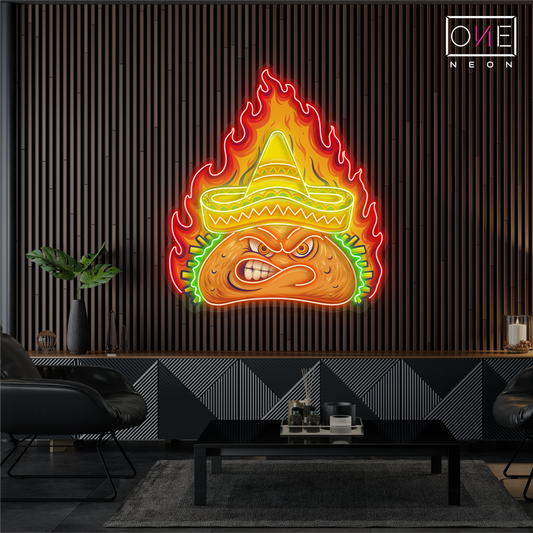 Panneau néon à LED Fiery Taco Artwork