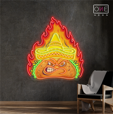 Panneau néon à LED Fiery Taco Artwork