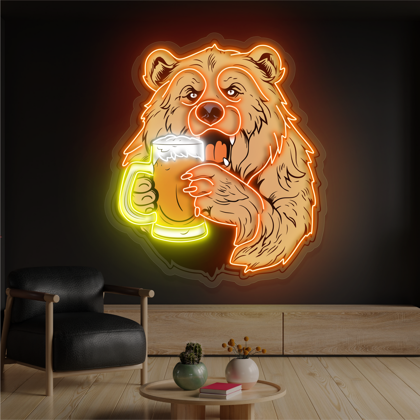 Enseigne au néon à LED Bear Brew Artwork