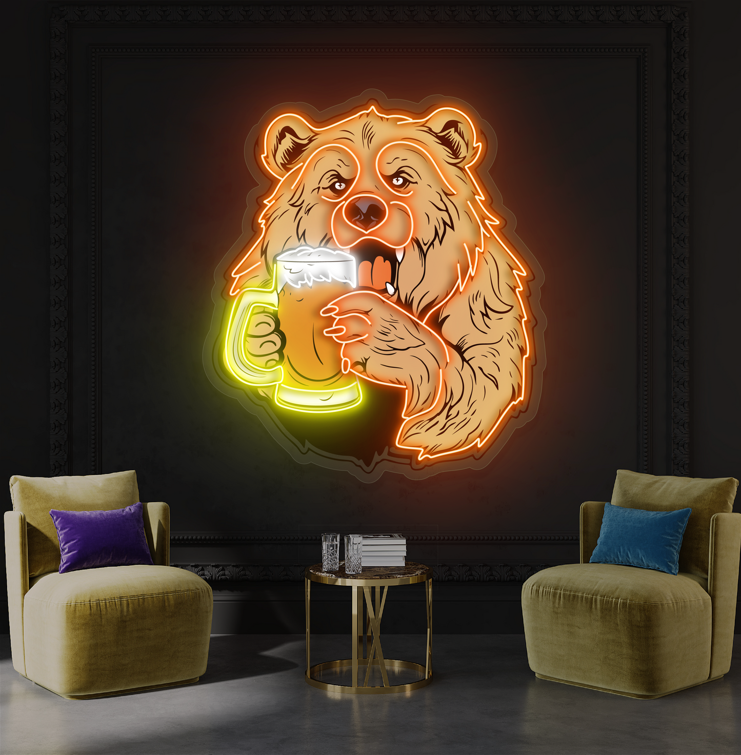 Enseigne au néon à LED Bear Brew Artwork