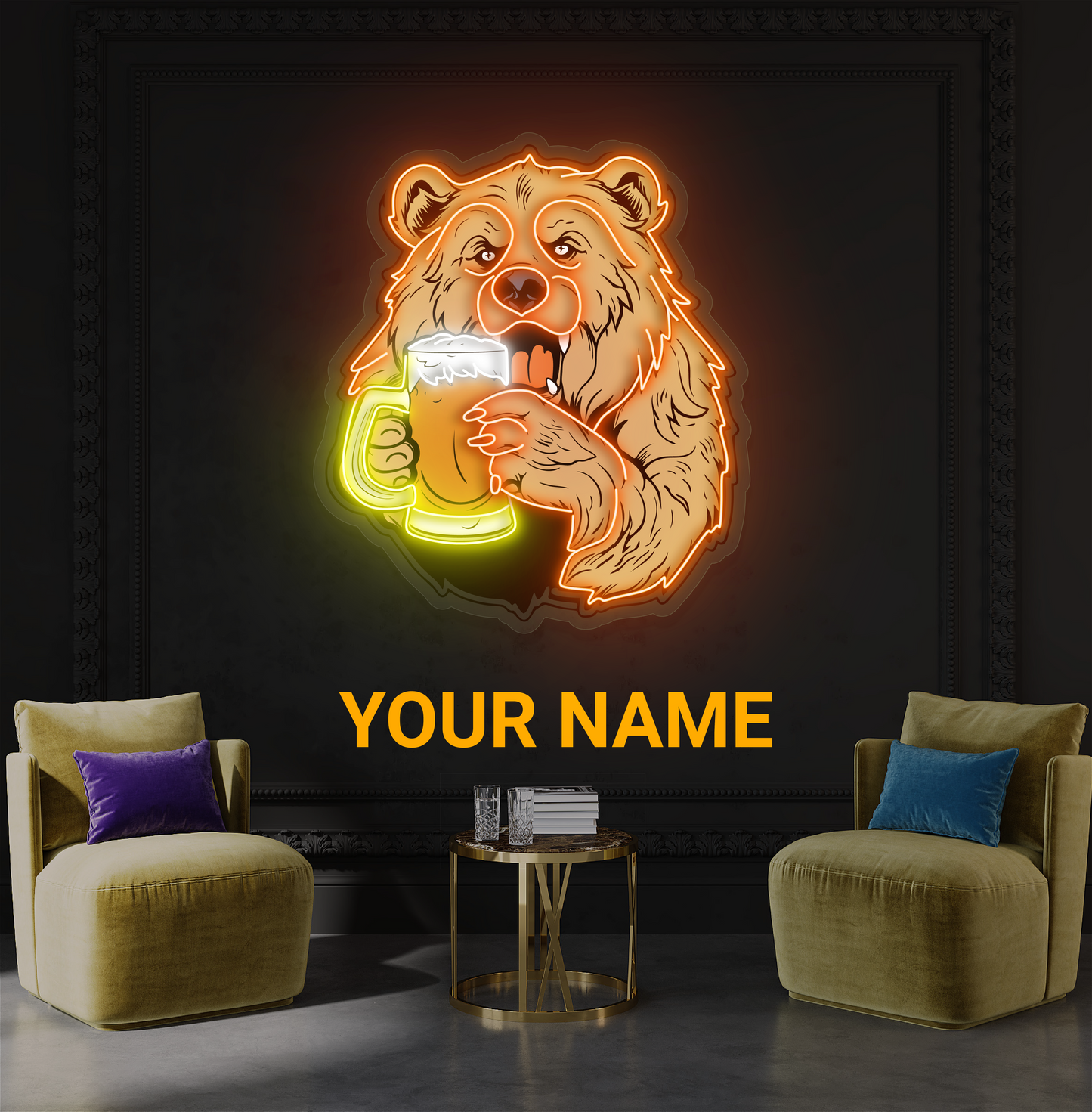 Enseigne au néon à LED Bear Brew Artwork