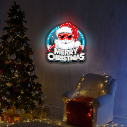 Cool Santa Merry Christmas LED Neon Sign
