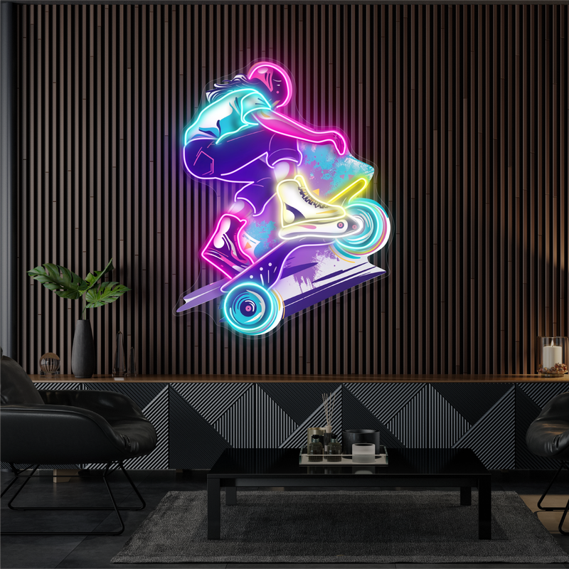 Enseigne au néon à LED Skater Thrill Artwork
