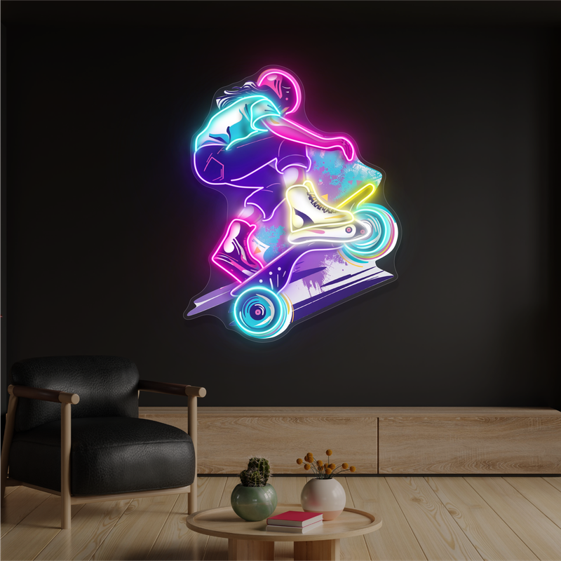 Enseigne au néon à LED Skater Thrill Artwork