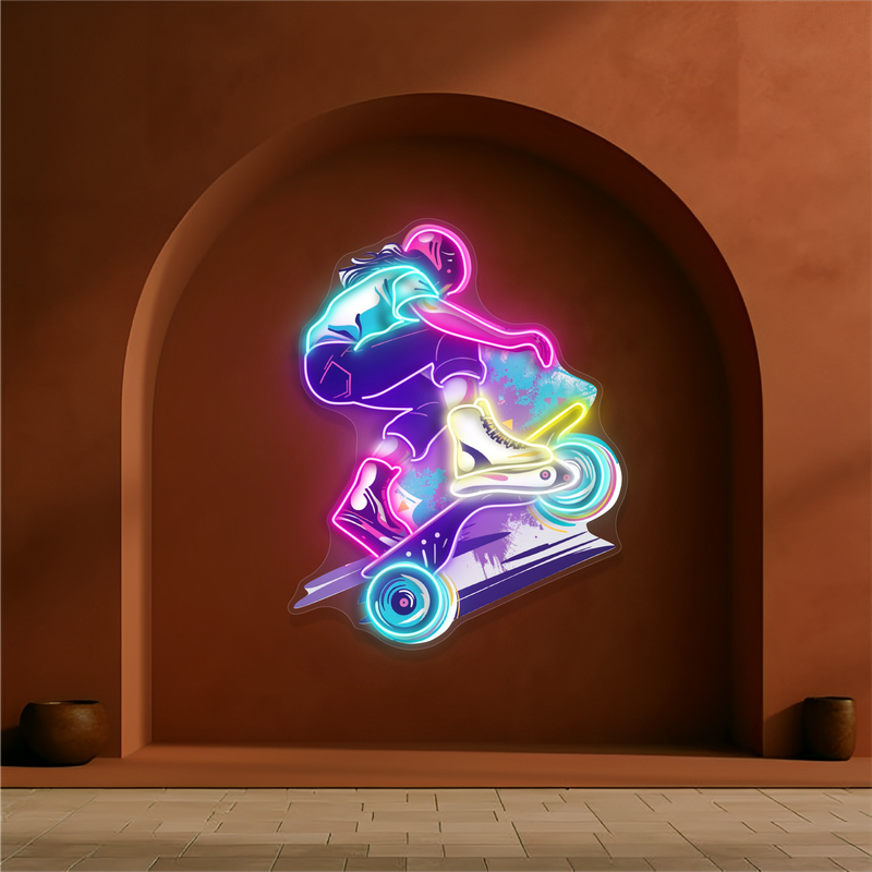 Enseigne au néon à LED Skater Thrill Artwork