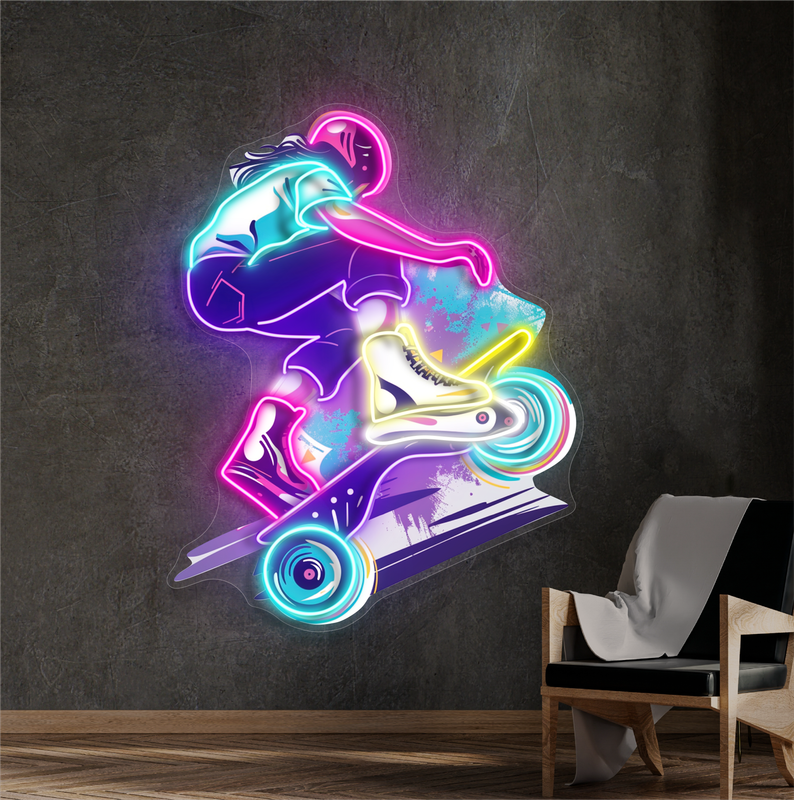 Enseigne au néon à LED Skater Thrill Artwork