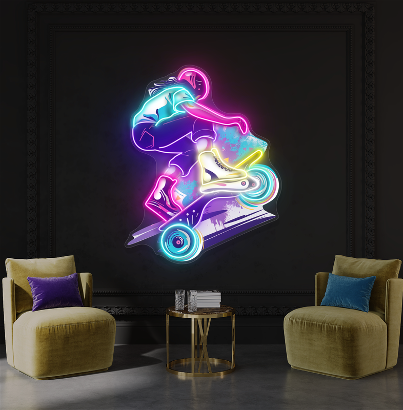 Enseigne au néon à LED Skater Thrill Artwork