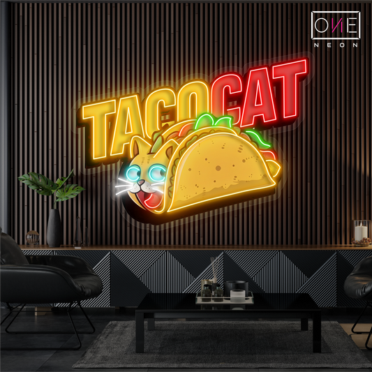 Panneau néon à LED Taco Cat Artwork
