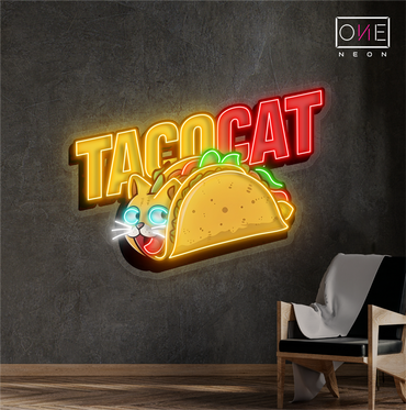 Panneau néon à LED Taco Cat Artwork
