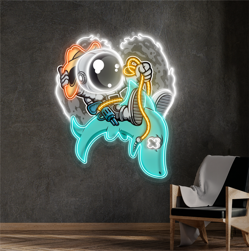 Enseigne au néon à LED représentant un astronaute Rodeo