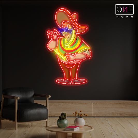 Enseigne au néon à LED Mustache Amigo Artwork