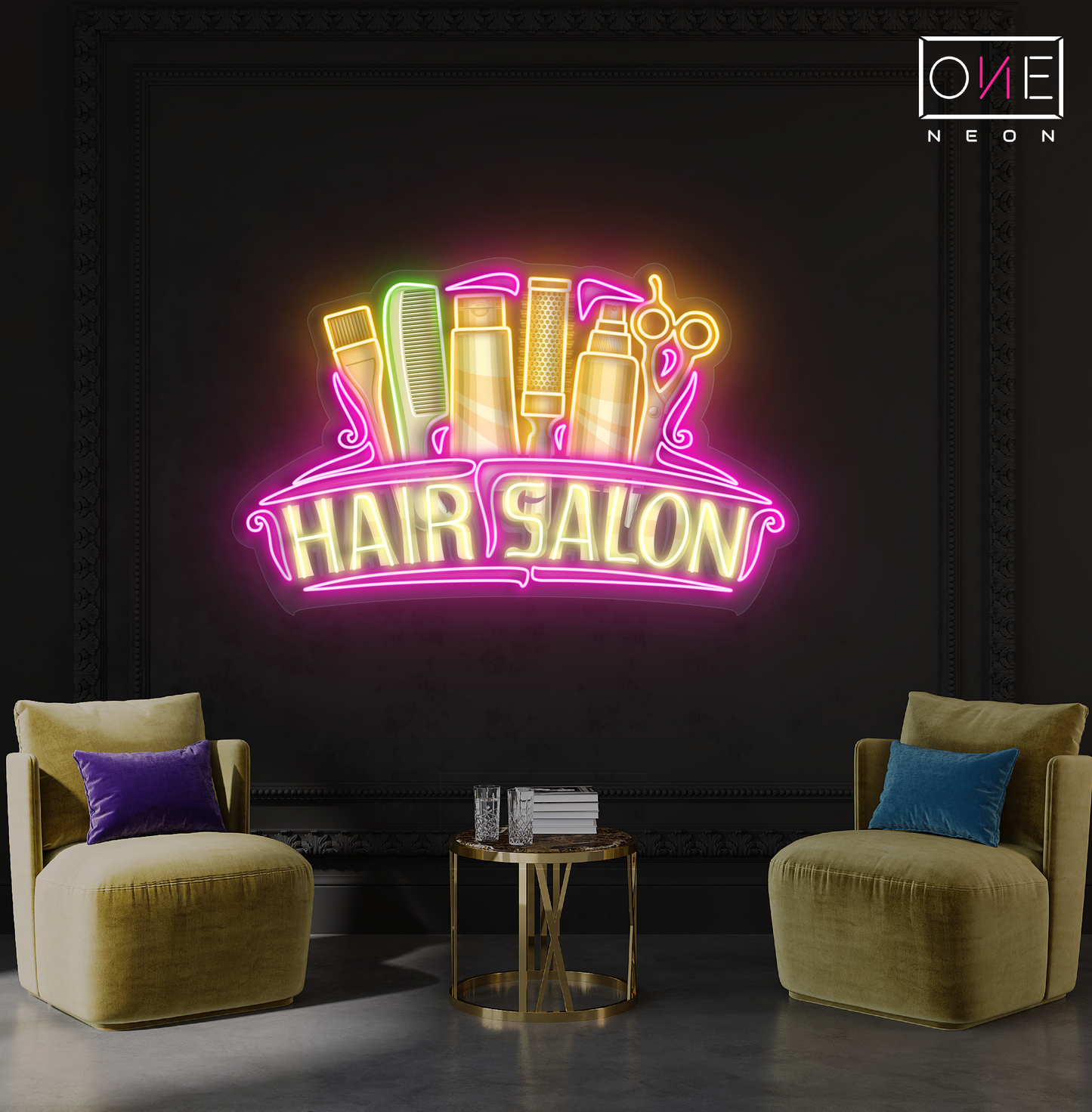 Enseigne au néon à LED pour salon de coiffure