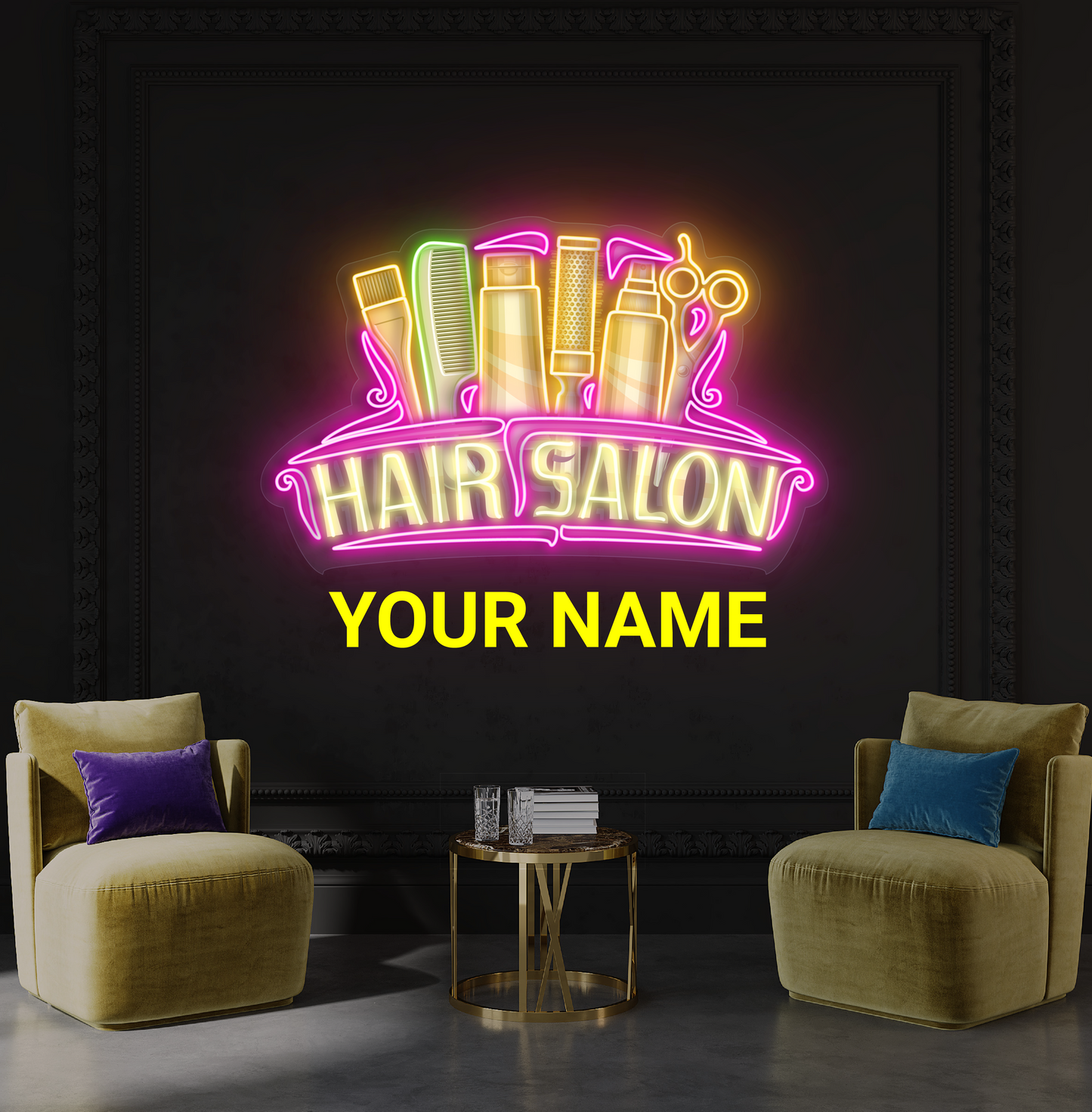 Enseigne au néon à LED pour salon de coiffure