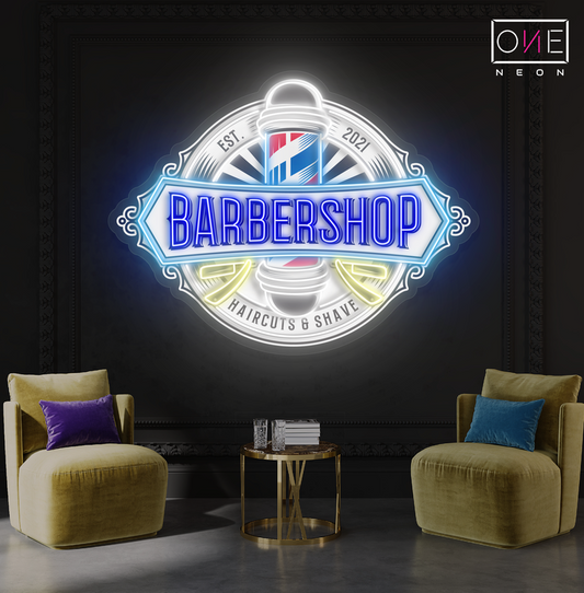 Enseigne au néon à LED Pole Barbershop Artwork