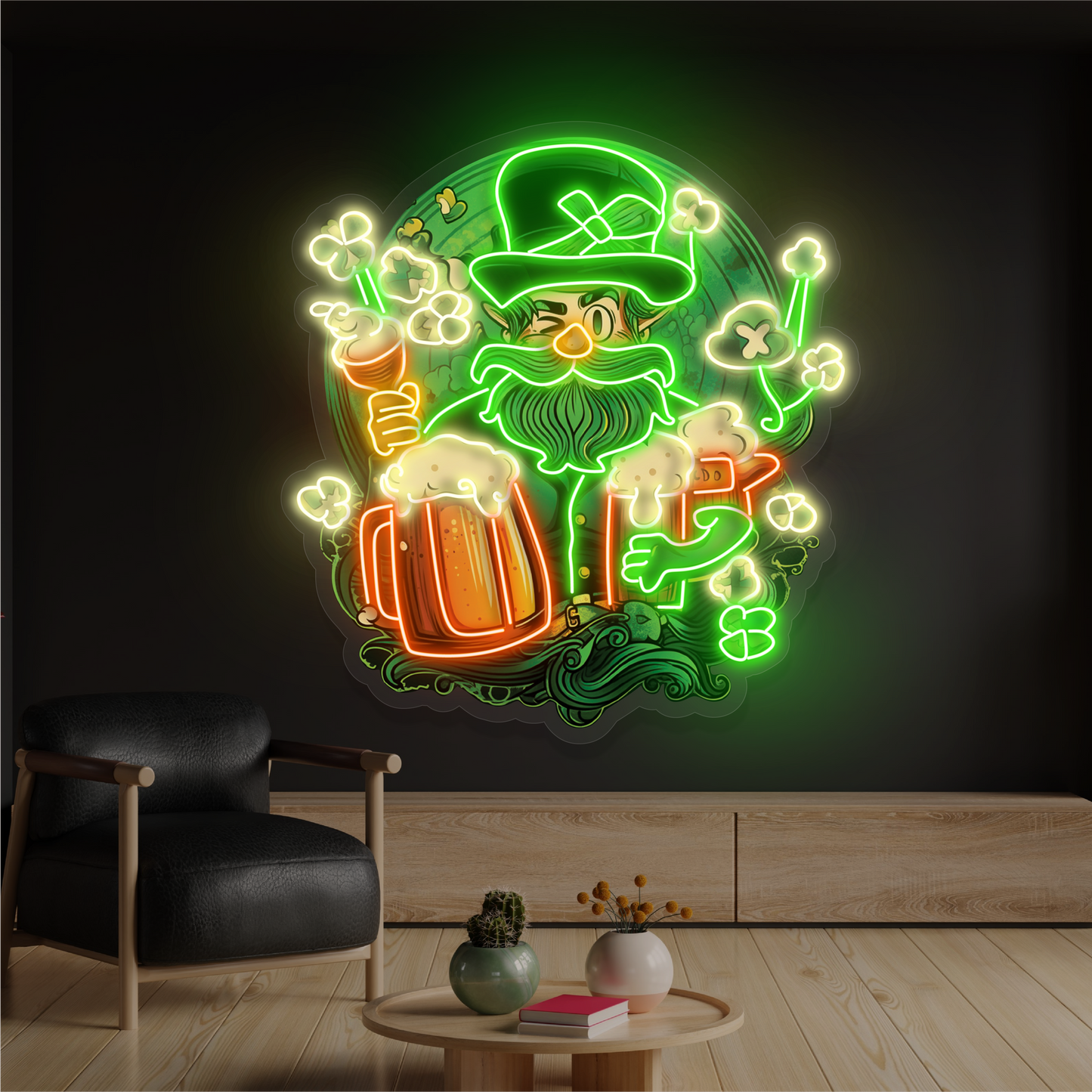 Enseigne au néon à LED Lucky Leprechaun Brew Artwork