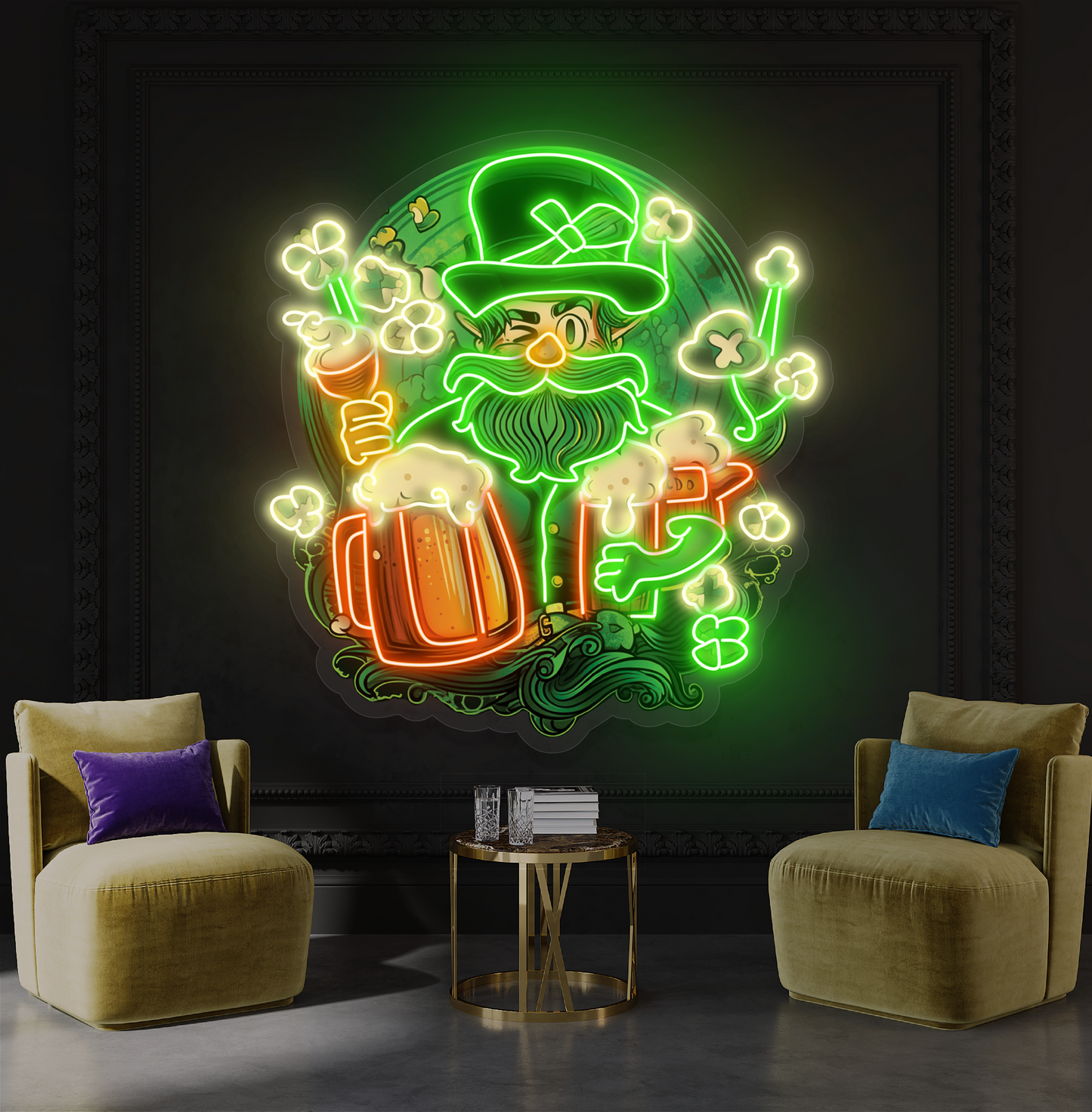 Enseigne au néon à LED Lucky Leprechaun Brew Artwork