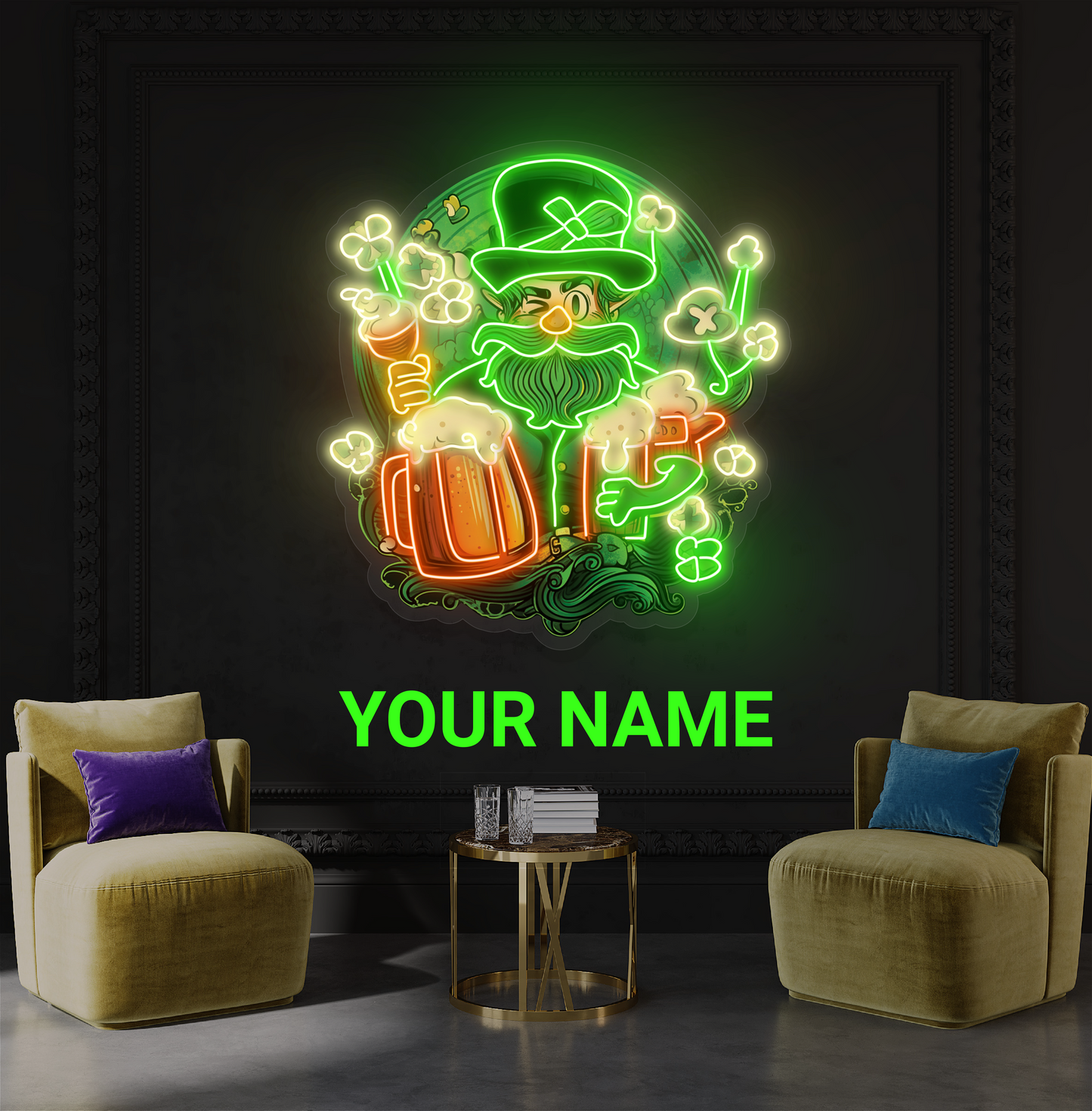 Enseigne au néon à LED Lucky Leprechaun Brew Artwork