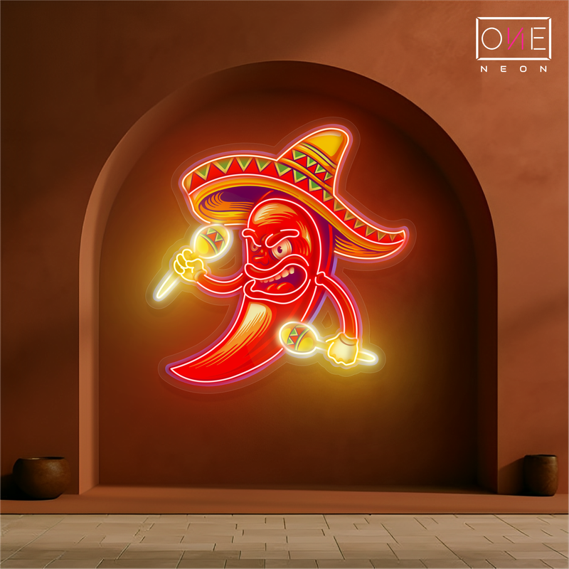 Panneau néon à LED Fiery Fiesta Pepper Artwork