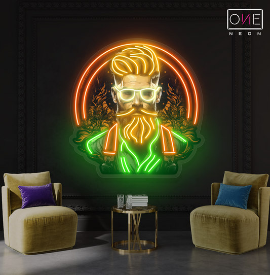 Enseigne au néon à LED représentant un gentleman barbu