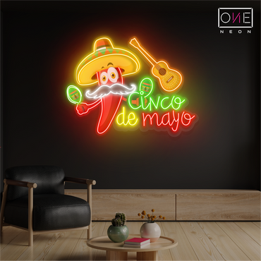 Enseigne au néon LED, œuvre d'art Cinco de Mayo
