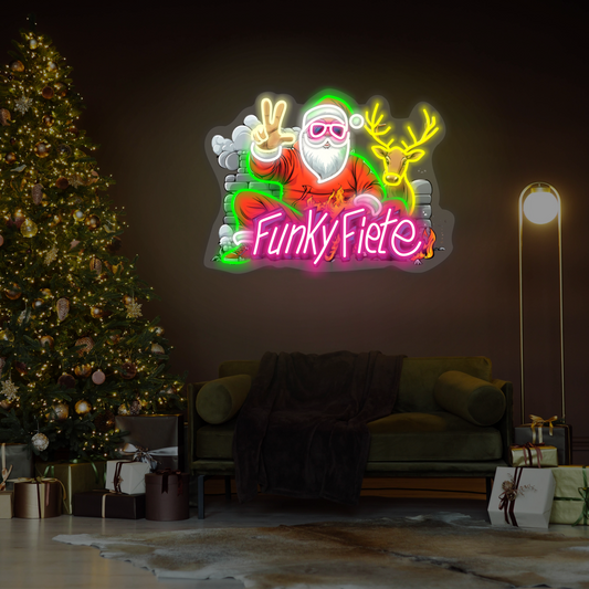 Funky Santa & Reindeer LED Neon Sign