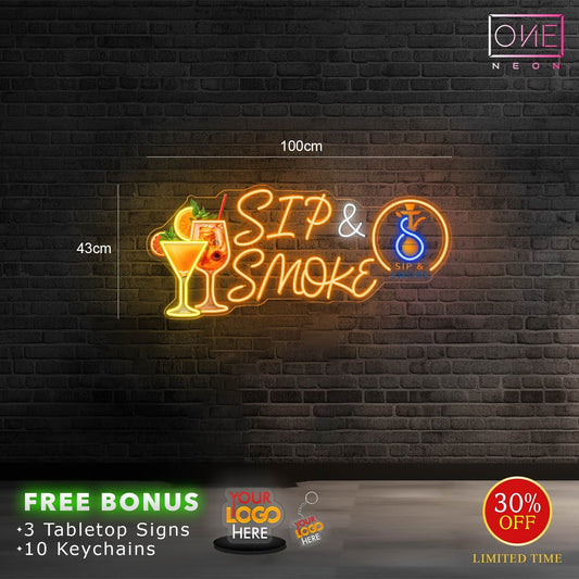 Sip & Smoke| LED Neon Sign (waterproof)