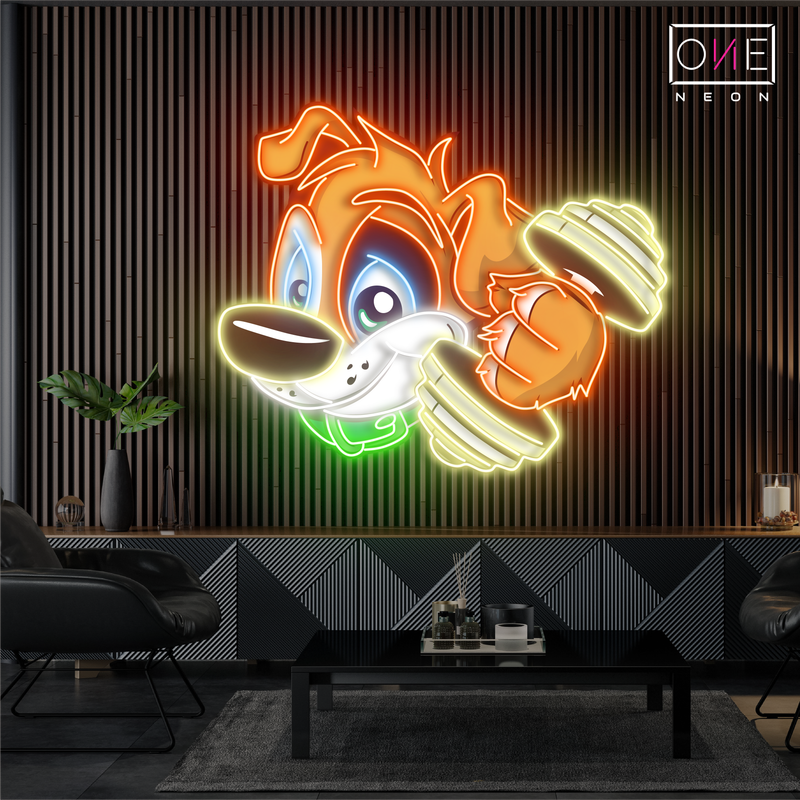 Enseigne au néon à LED Puppy Power Workout Artwork