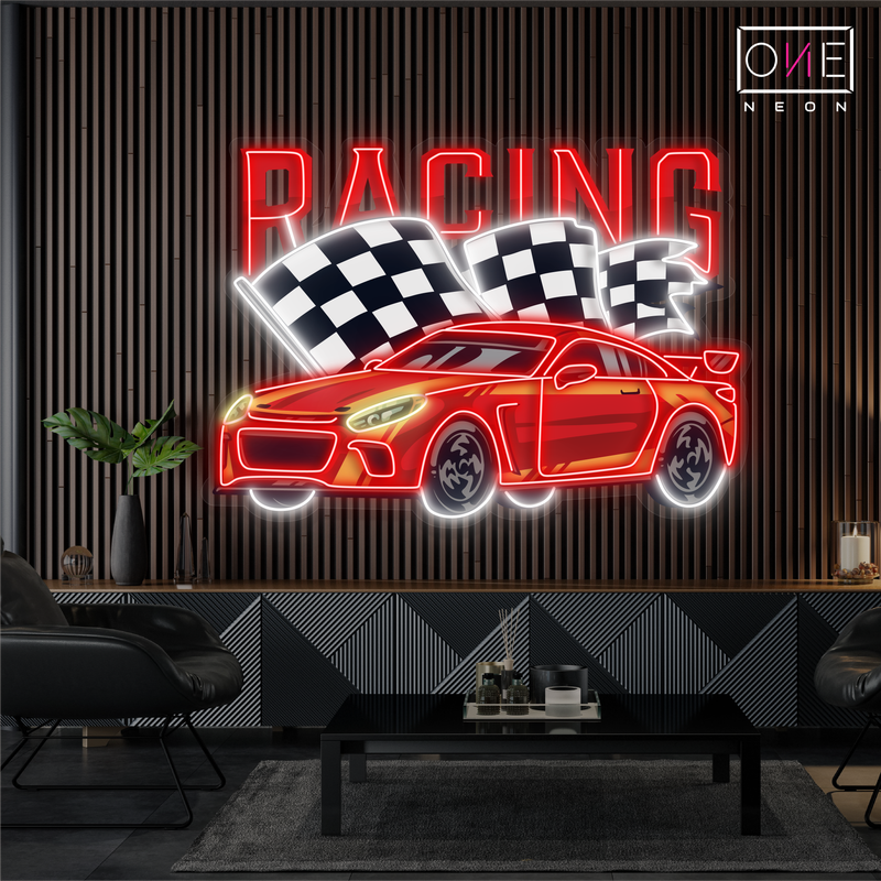 Enseigne au néon à LED représentant une voiture de course