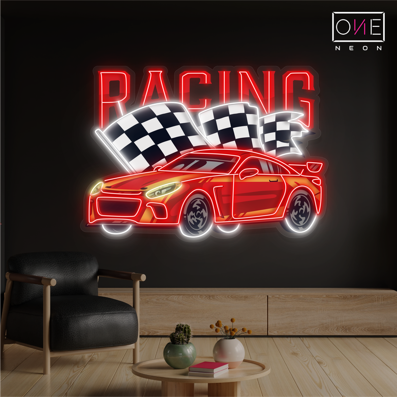 Enseigne au néon à LED représentant une voiture de course