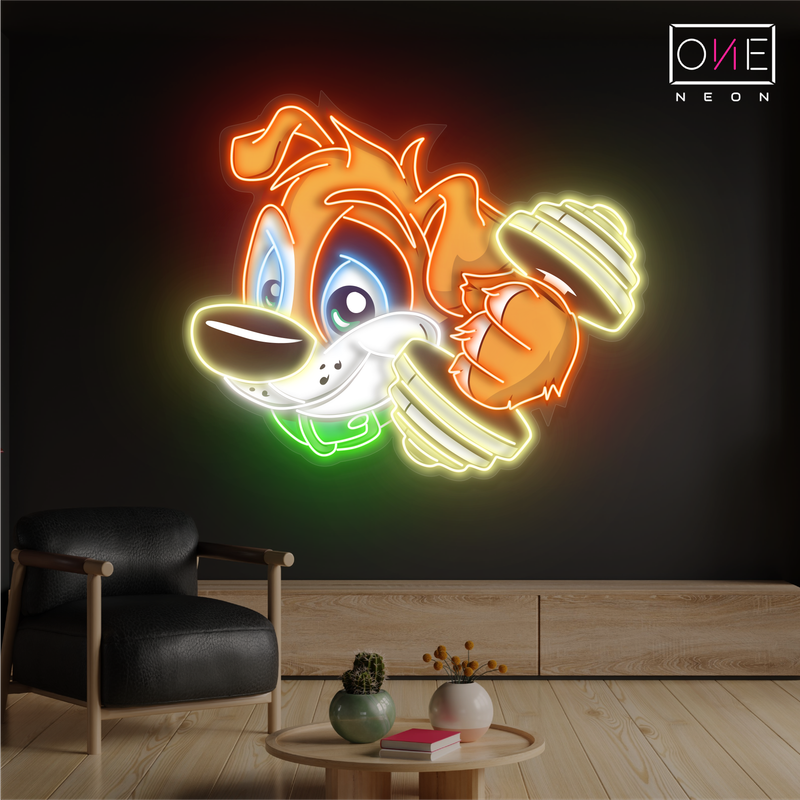 Enseigne au néon à LED Puppy Power Workout Artwork