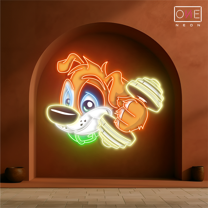 Enseigne au néon à LED Puppy Power Workout Artwork
