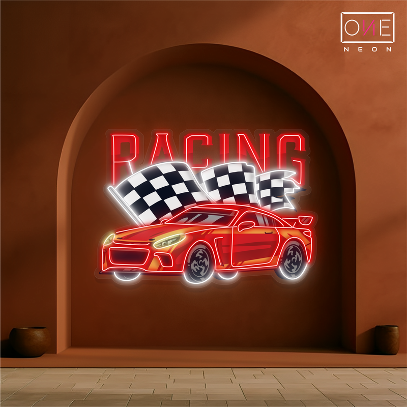 Enseigne au néon à LED représentant une voiture de course