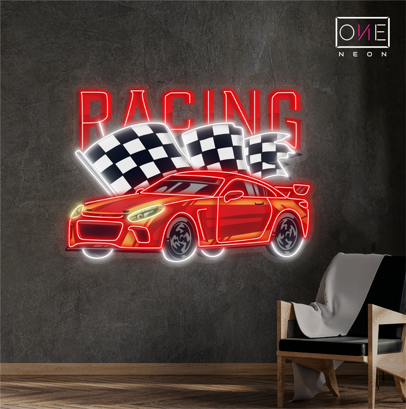 Enseigne au néon à LED représentant une voiture de course
