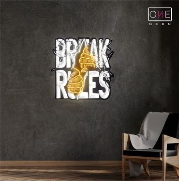 Panneau néon à LED Break Rules Artwork