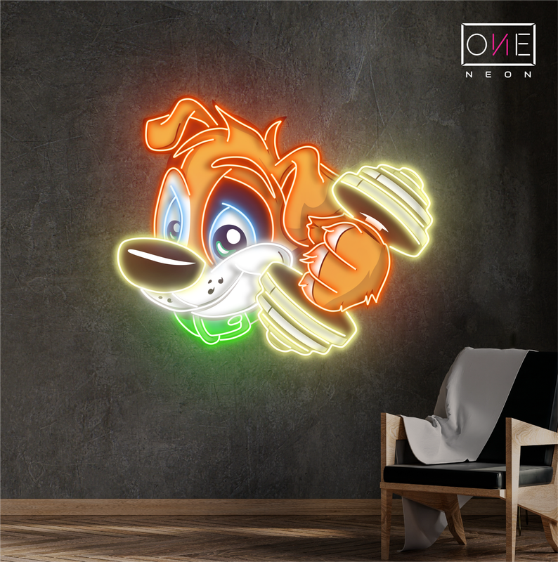 Enseigne au néon à LED Puppy Power Workout Artwork