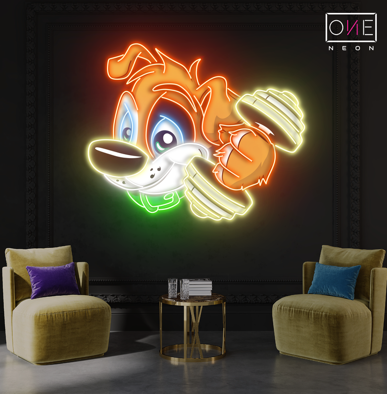 Enseigne au néon à LED Puppy Power Workout Artwork
