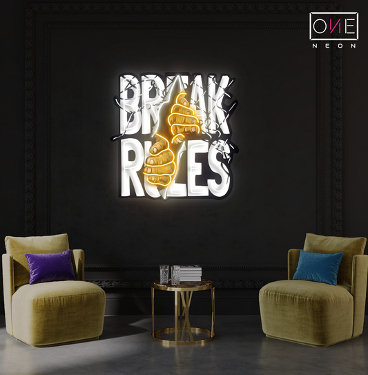 Panneau néon à LED Break Rules Artwork