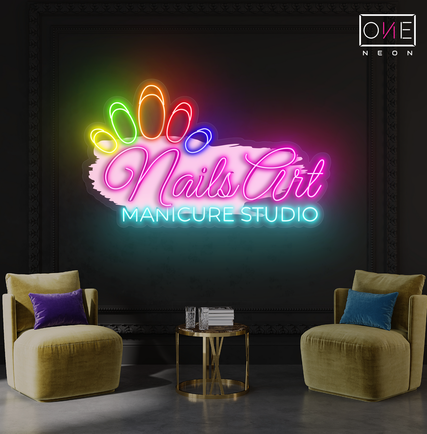 Enseigne au néon à LED pour studio de manucure Nails Art