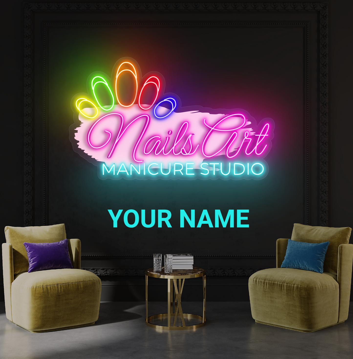 Enseigne au néon à LED pour studio de manucure Nails Art