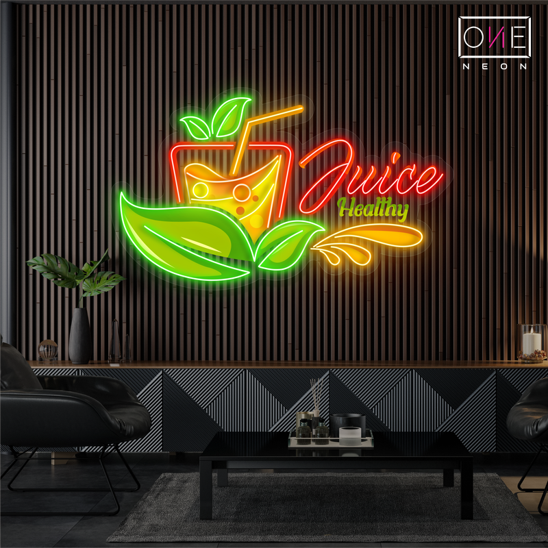 Enseigne au néon à LED Juice Healthy Artwork