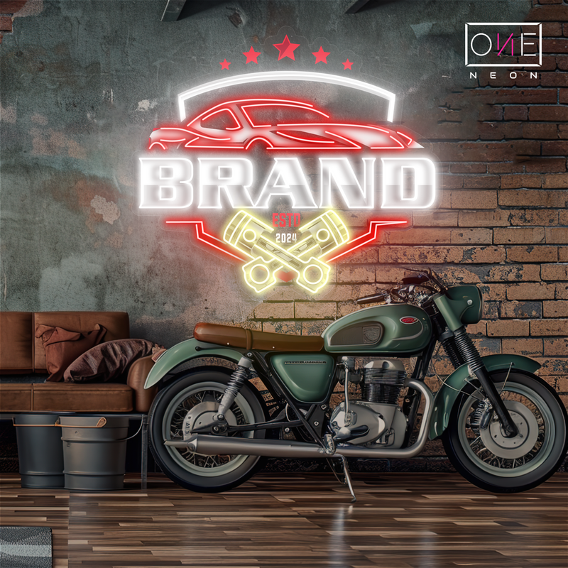 Enseigne au néon à LED avec illustration de marque de voiture