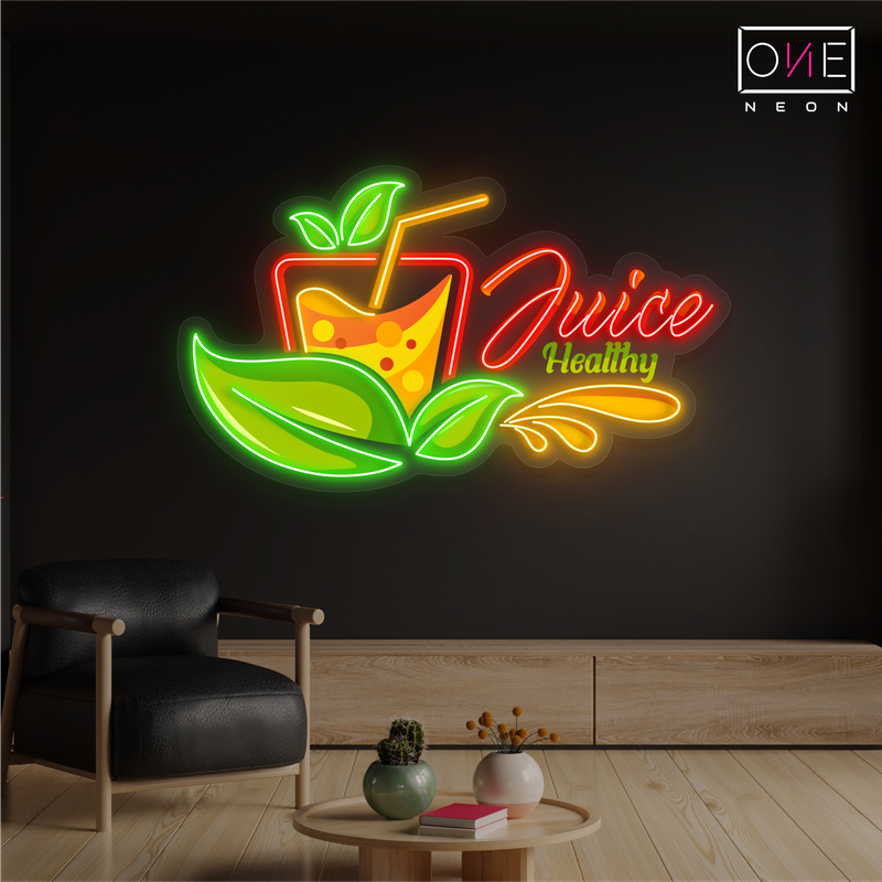 Enseigne au néon à LED Juice Healthy Artwork