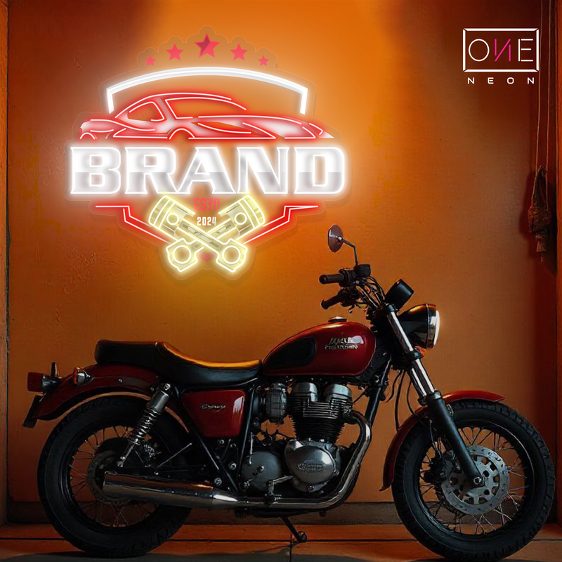 Enseigne au néon à LED avec illustration de marque de voiture