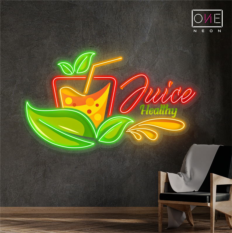 Enseigne au néon à LED Juice Healthy Artwork