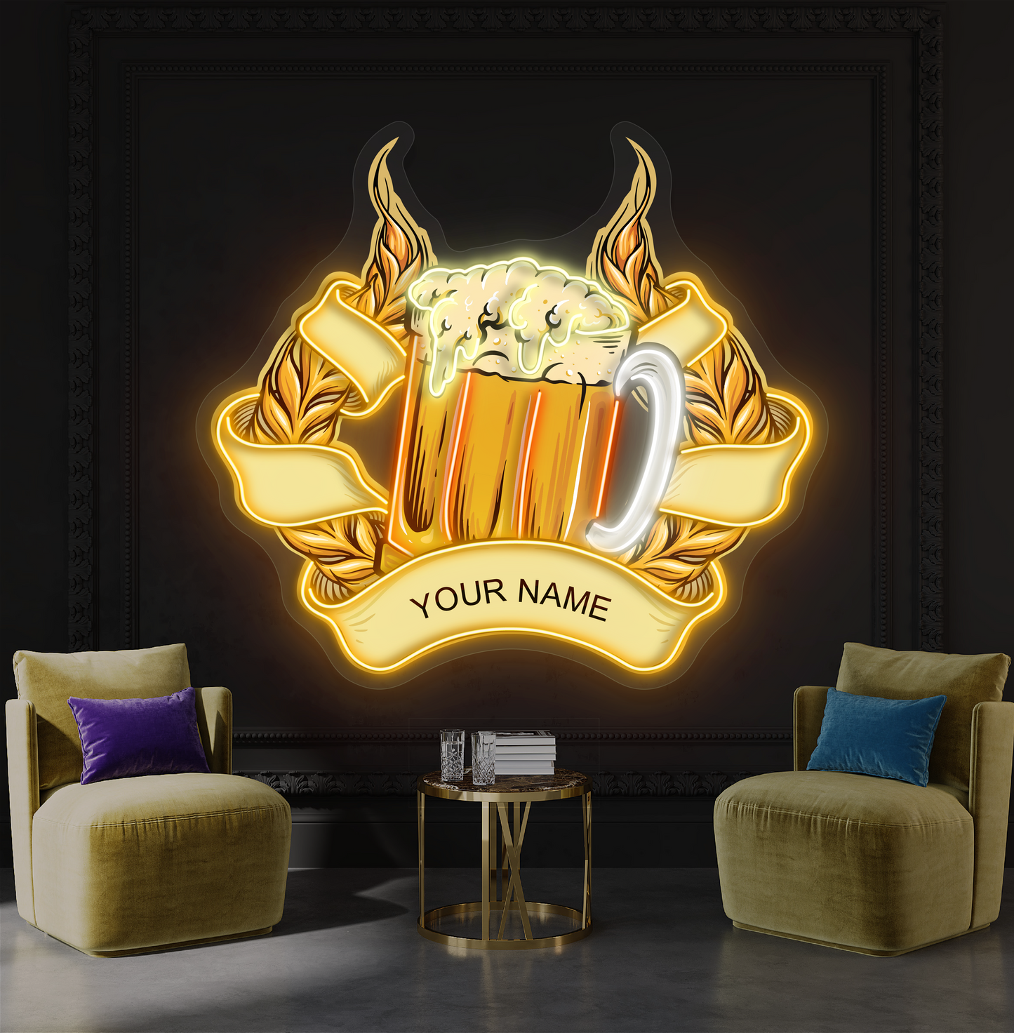 Enseigne au néon à LED Golden Ale Artwork