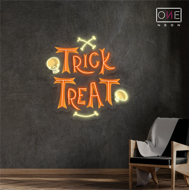 Enseigne au néon à LED avec illustration de Trick Treat
