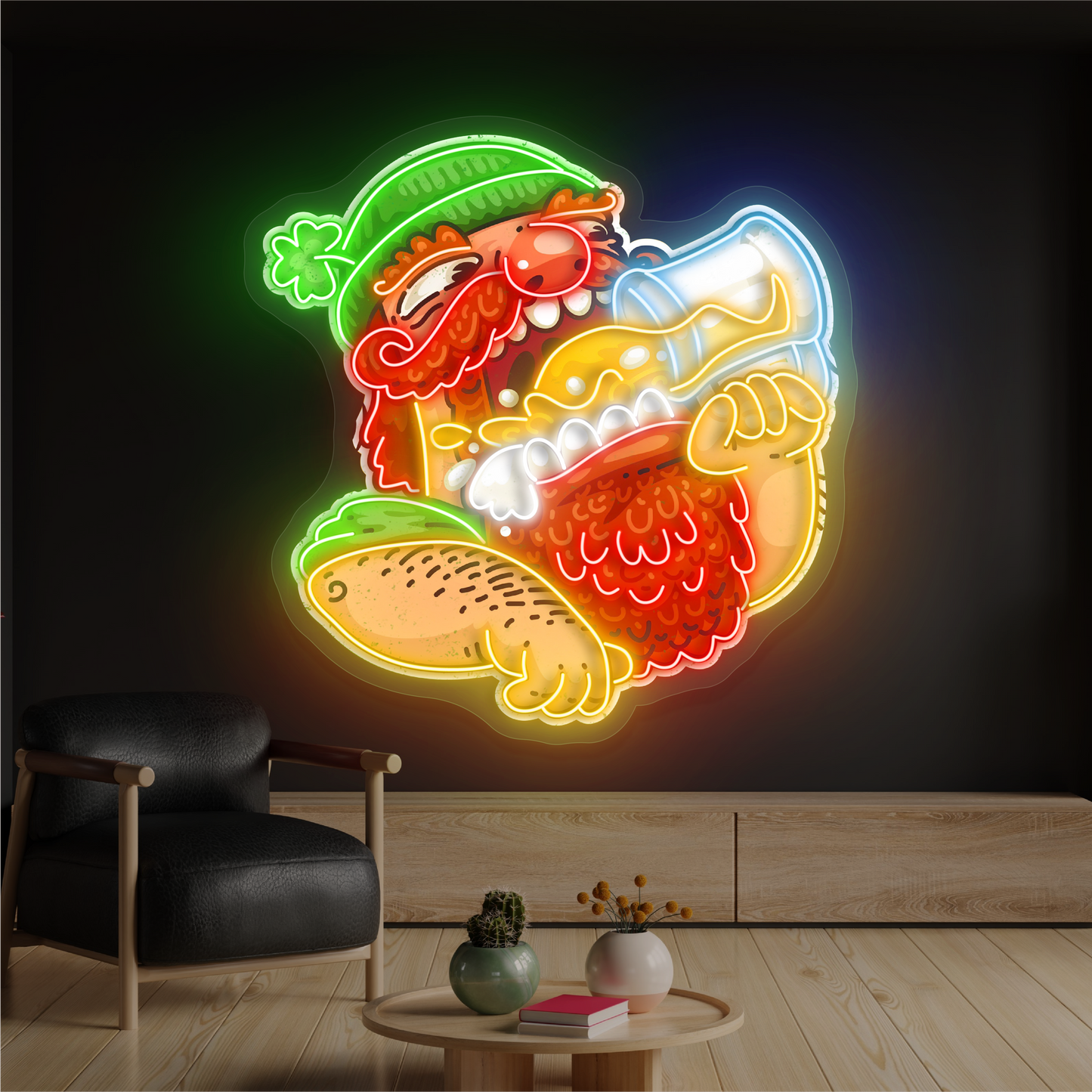 Enseigne au néon à LED avec illustration de Jolly Drinker