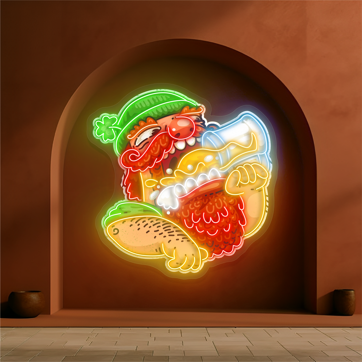 Enseigne au néon à LED avec illustration de Jolly Drinker